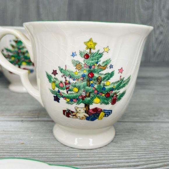 Nikko Japan happy holidays print tea cups & dessert plate 7 cups 3 plates - Picture 4 of 8